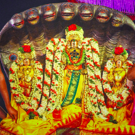 Sri Chaluvaryaswami visits along with Sri Ubhaya Nachiyar and Sri Ramanujacharya for a Utsava